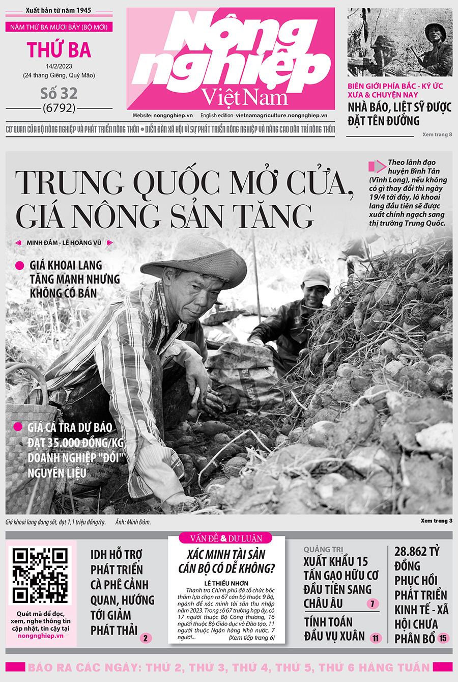 Tin nông nghiệp nổi bật trên số 32, báo Nông nghiệp Việt Nam ngày 14/2/2023