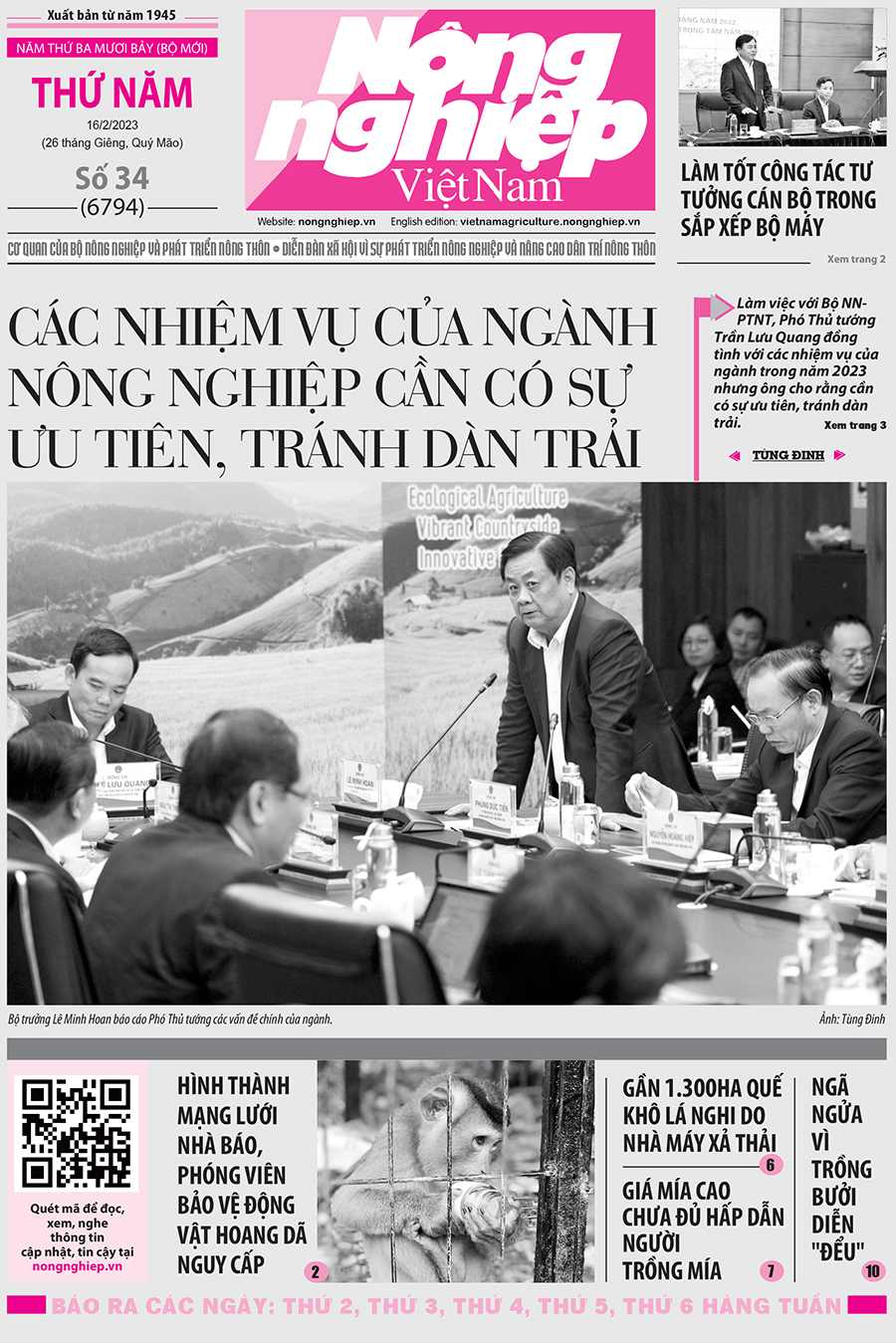 Tin nông nghiệp nổi bật trên số 34, báo Nông nghiệp Việt Nam ngày 16/2/2023