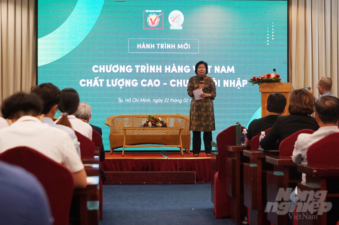 Bà Vũ Kim Hạnh, Chủ tịch Hội Doanh nghiệp Hàng Việt Nam chất lượng cao. Ảnh: Nguyễn Thủy.