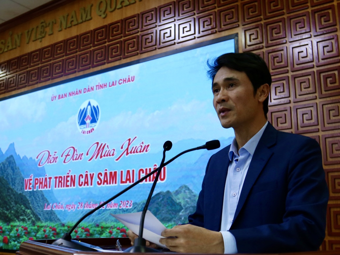 Ông Hà Trọng Hải, Phó Chủ tịch UBND tỉnh Lai Châu phát biểu tại hội nghị. Ảnh: Hải Đăng.