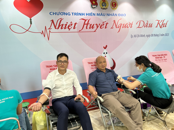 Chương trình hiến máu nhân đạo 'Nhiệt huyết người dầu khí' năm 2023 do PVFCCo tổ chức được đông đảo người tham gia. Ảnh: Đức Trung.