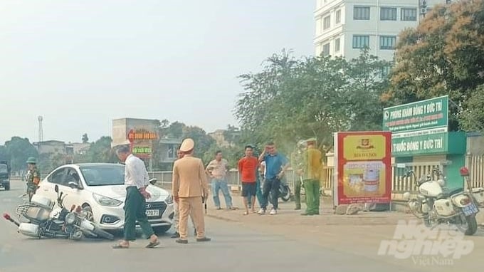 Hiện trường vụ chống người thi hành công vụ xảy ra trên đường Việt Bắc, thành phố Thái Nguyên. Ảnh: TN.