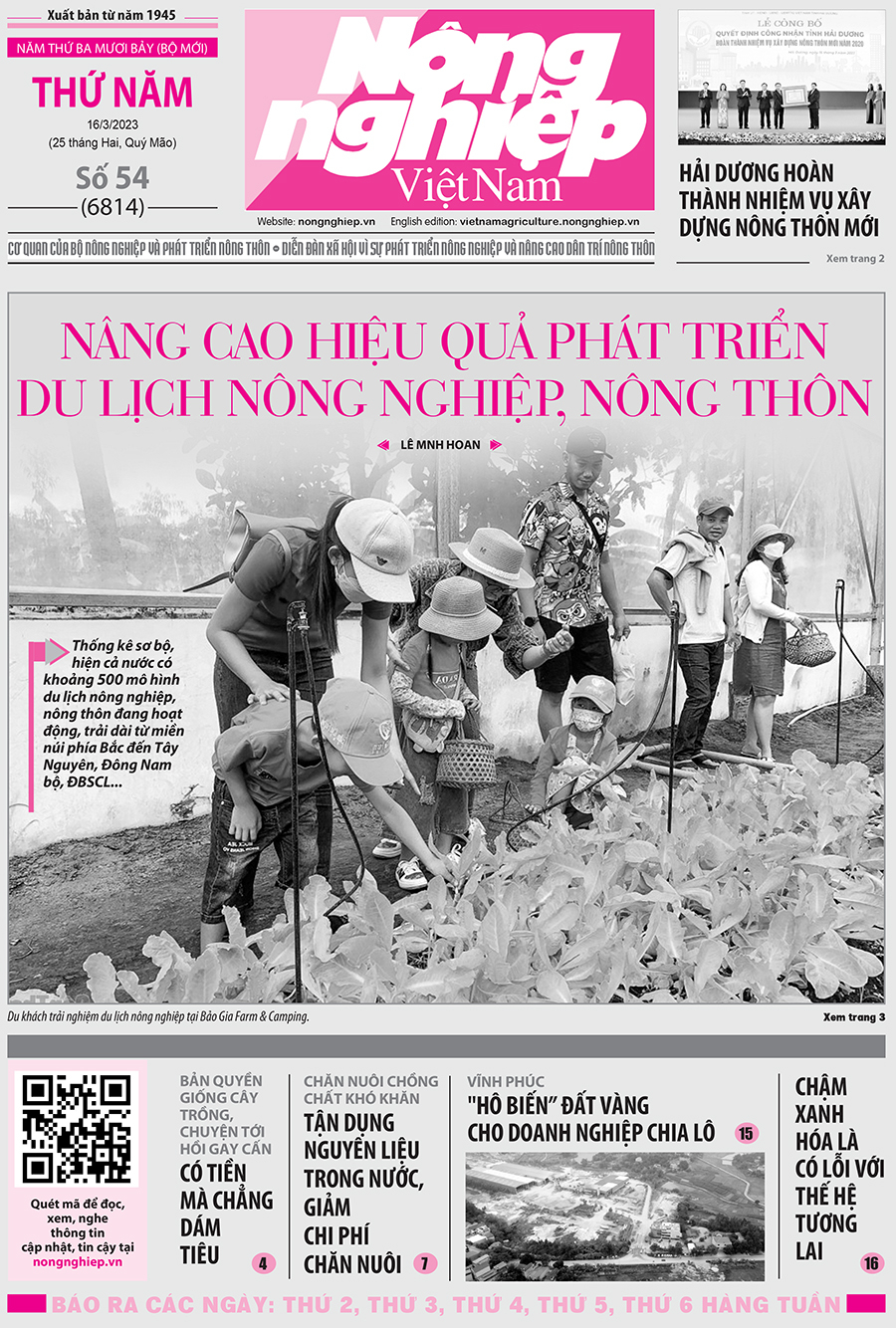 Tin nông nghiệp nổi bật trên số 54, báo Nông nghiệp Việt Nam ngày 16/3/2023