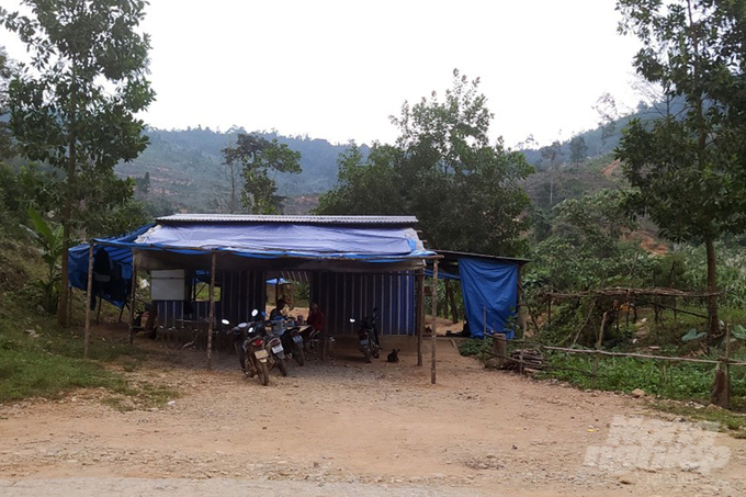 Chỗ ăn uống, nghỉ ngơi tạm bợ của các nhân viên quản lý bảo vệ rừng Trạm quản lý bảo vệ rừng Phong Xuân hiện nay. Ảnh: CĐ.