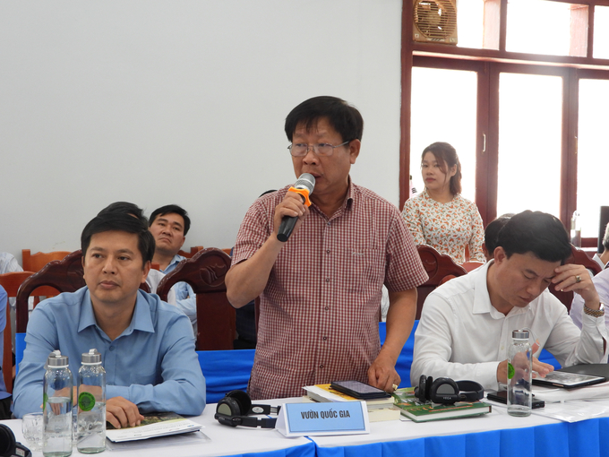Representatives of national parks and protected areas shared opinions and gave out recommendations at the workshop. Photo: Tran Trung.