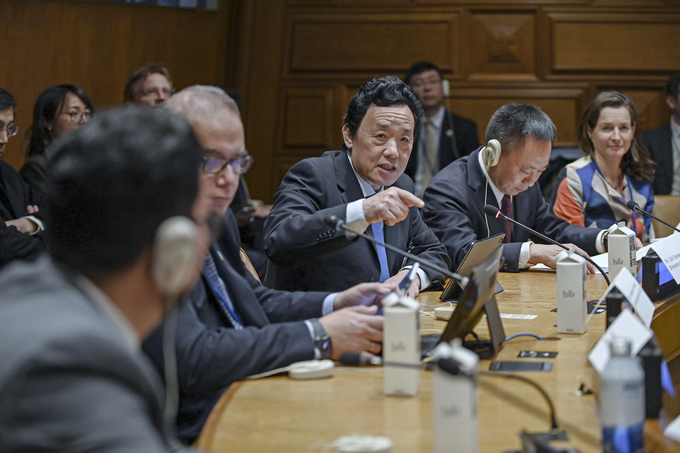 FAO Director-General QU Dongyu addresses the United Nations 2023 Water Conference in New York.