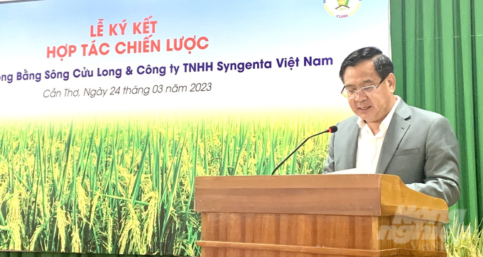 Mr. Tran Thanh Vu - General Director of Syngenta Vietnam Co., Ltd., spoke at the ceremony. Photo: Ho Thao.