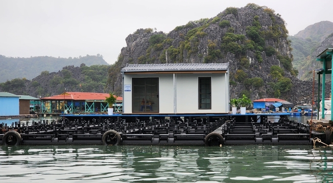 Mới chỉ có 1 cơ sở nuôi cá lồng bè tại Cát Bà đúng theo đề án đã được duyệt. Ảnh: Đinh Mười.