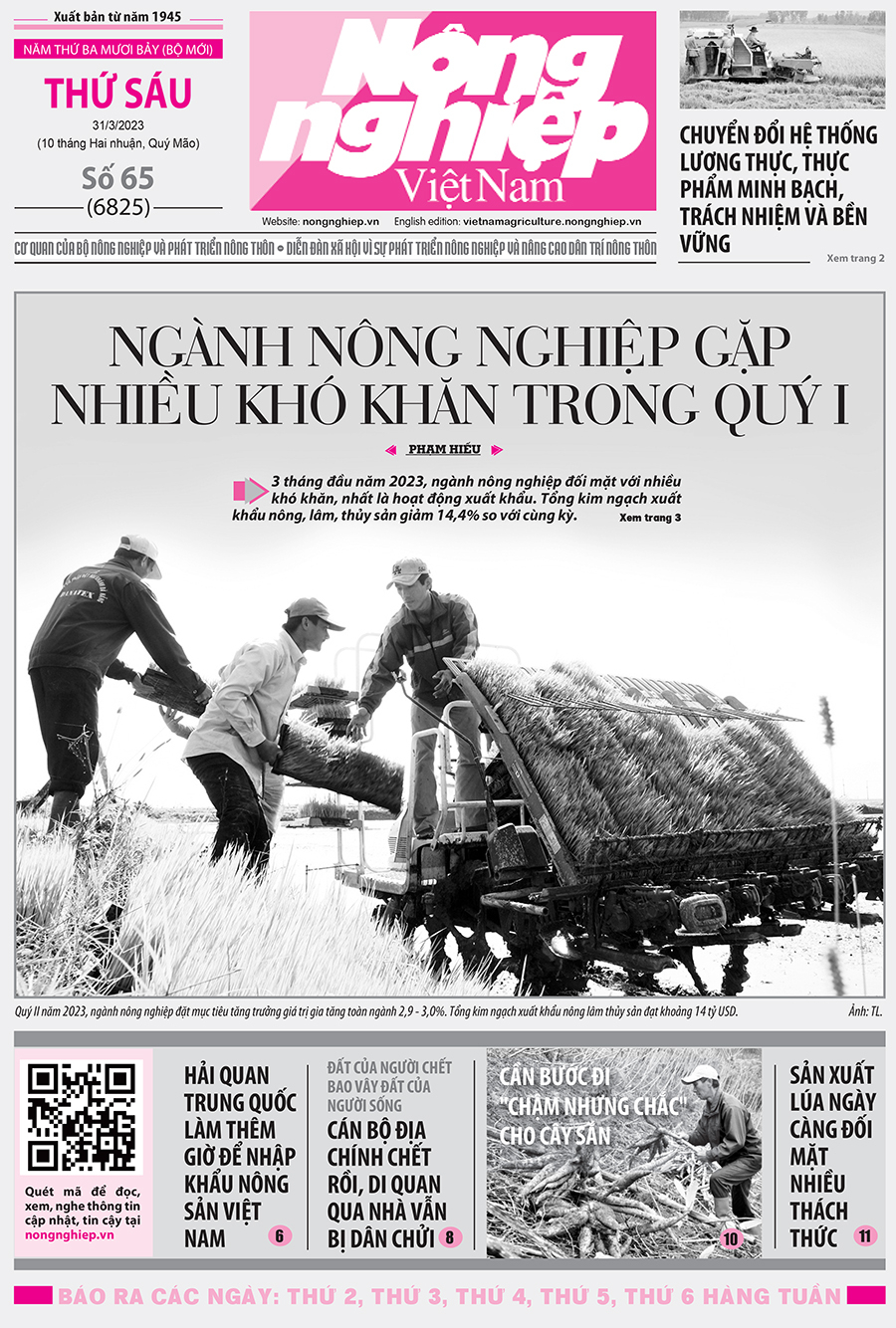 Tin nông nghiệp nổi bật trên số 65, báo Nông nghiệp Việt Nam ngày 31/3/2023