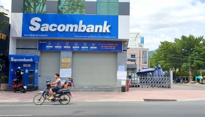 Phòng giao dịch Sacombank nơi xảy ra sự việc.