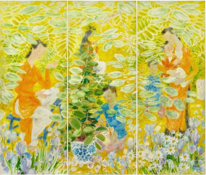 Tác phẩm 'Dáng hình trong vườn' của họa sĩ Lê Phổ.