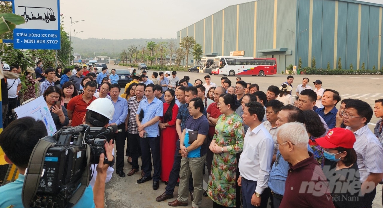 Các đại biểu thăm quan nhà máy thép Nghi Sơn. Ảnh: Quốc Toản.