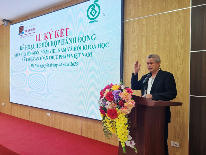 TS. Trần Đáng, Chủ tịch Hiệp hội Nước mắm Việt Nam phát biểu tại sự kiện.