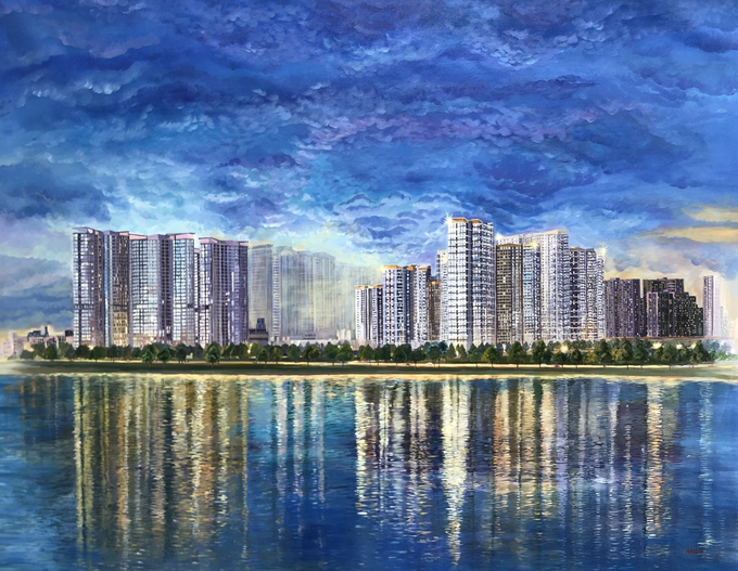 'Phản Chiếu' - tranh acrylic trên toan của An Nguyễn.