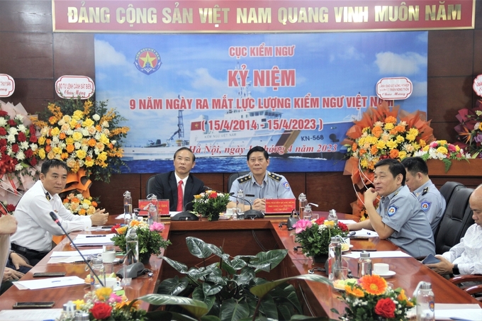 Deputy Minister Phung Duc Tien presided over the 9th anniversary of the launch of the fisheries surveillance force. Photo: Pham Hieu.