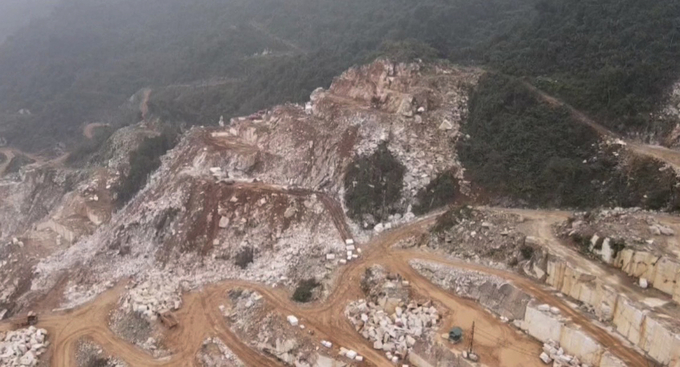 Khu vực mỏ khai thác đá Công ty cổ phần khoáng sản thương mại Đại Phát, nơi sảy ra vụ tai nạn lao động ngày 9/3.
