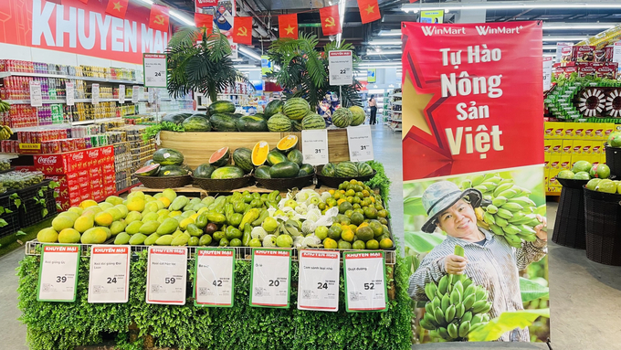Các mặt hàng nông sản Việt được thiết kế khu vực trưng bày riêng tại hệ thống siêu thị WinMart.