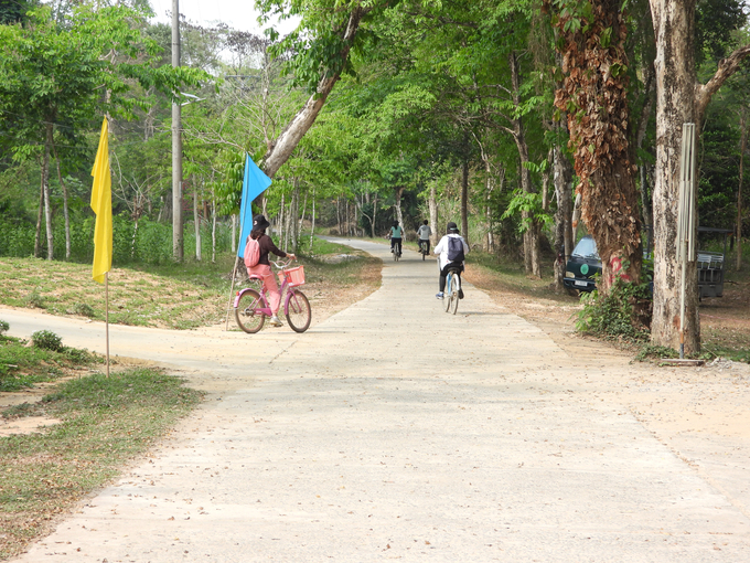 Phương tiện di chuyển chủ yếu tại Vườn Quốc gia Cát Tiên là xe đạp để tránh gây tiếng động làm kinh sợ động vật hoang dã. Ảnh: Trần Trung.