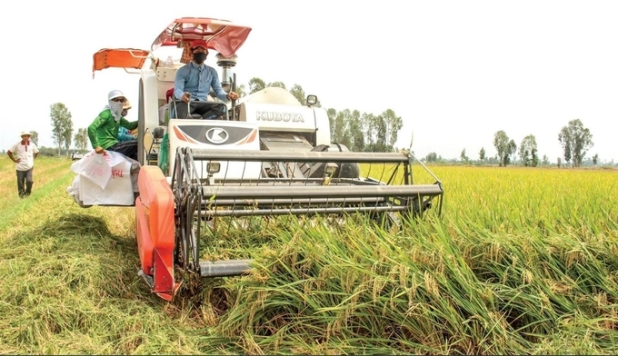 Besides factors such as developing irrigation, building a household economy, organizing agricultural extension models, promoting mechanization is also a way to help Vietnam's agriculture 'take off'. Photo: Bao Thang.