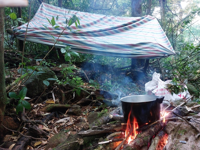 Field tent, the temporary resting place of the forest patrol team. Photo: Vu Quang National Park.