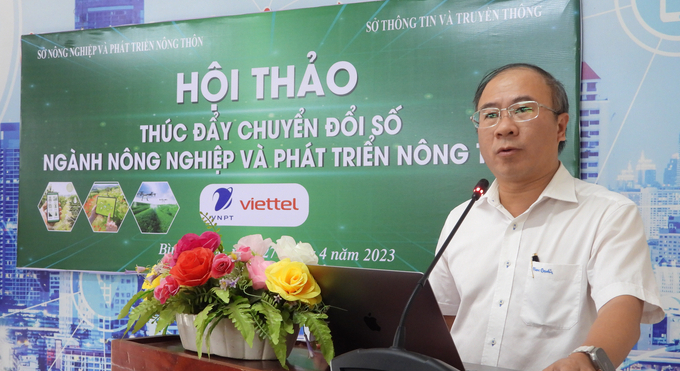 Giám đốc Sở Thông tin - Truyền thông Bình Phước, ông Nguyễn Minh Quang phát biểu tại Hội thảo. Ảnh: Trần Trung.