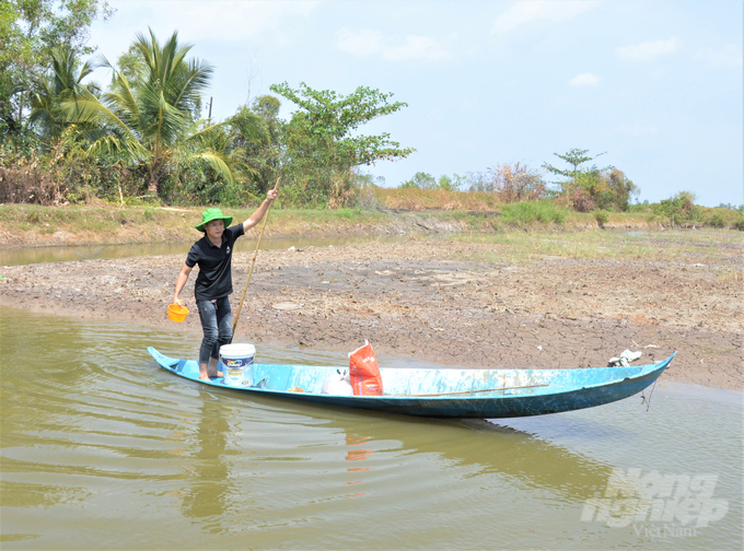 Severe heat have caused various disease outbreaks. Multiple shrimp-rice farming households in An Minh district suffered heavy losses. Shrimp farmers were forced to dry their farming areas and treat the environment. Photo: Trung Chanh.