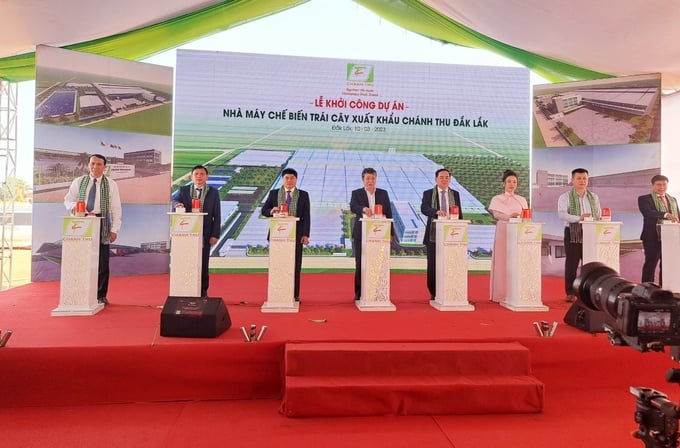 Tập đoàn Chánh Thu khởi công nhà máy chế biến trai cây tại Đắk Lắk tháng 3/2023. Ảnh: Minh Quý.
