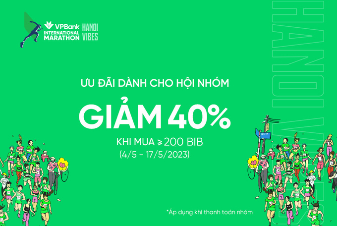 Giai đoạn bán vé sớm của giải chạy VP Bank Hanoi International Marathon sẽ được kéo dài thêm 2 tuần và kết thúc vào ngày 17/5/2023. Ảnh: VPB.