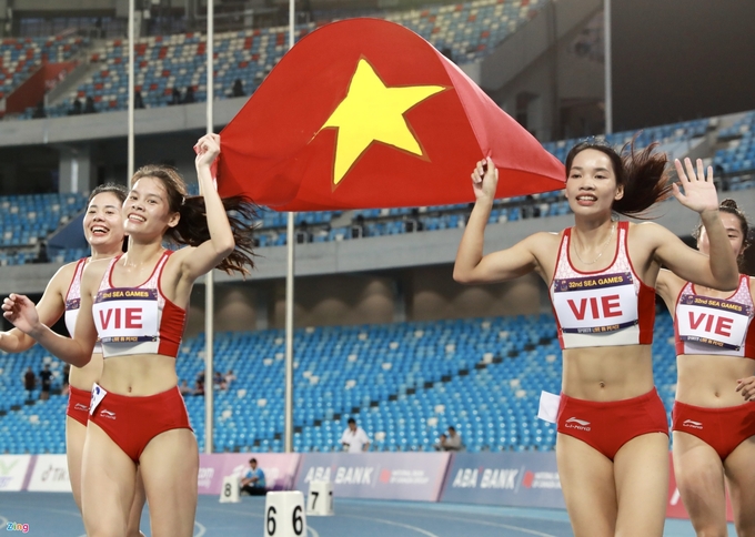 Điền kinh Việt Nam thi đấu xuất sắc tại SEA Games 32. Ảnh: Zing.