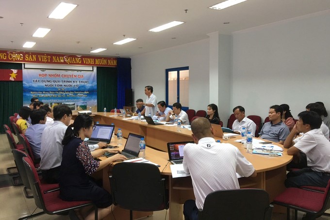 Expert consultation workshop on the topic 'Research to perfect and develop a technological process for high-efficiency and sustainable brackish water shrimp farming in Vietnam', organized by RIA 2. Photo: Thanh Son.