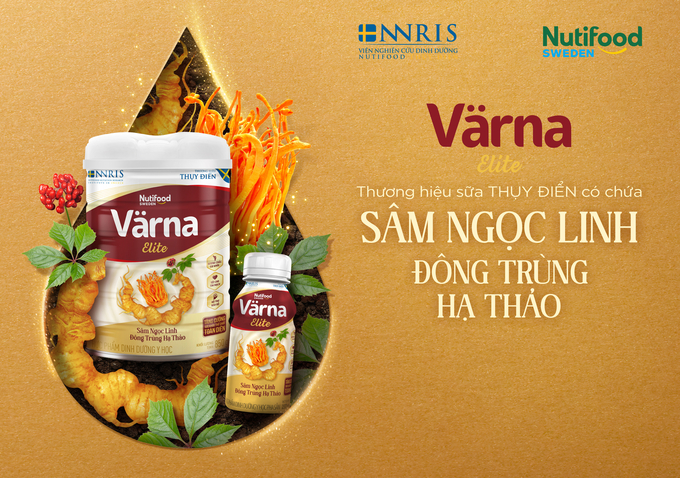 Värna Elite được chắt lọc tinh hoa từ sâm Ngọc Linh và đông trùng hạ thảo, giúp người trưởng thành Việt bổ sung dinh dưỡng đầy đủ và cân đối, qua đó tăng cường sức khỏe thể chất. Ảnh: Nutifood.