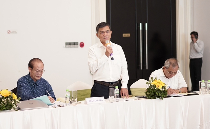 Ông Văn Tiến Thanh - Tổng Giám đốc Công ty Cổ phần Phân bón Dầu khí Cà Mau phát biểu tại Hội thảo.