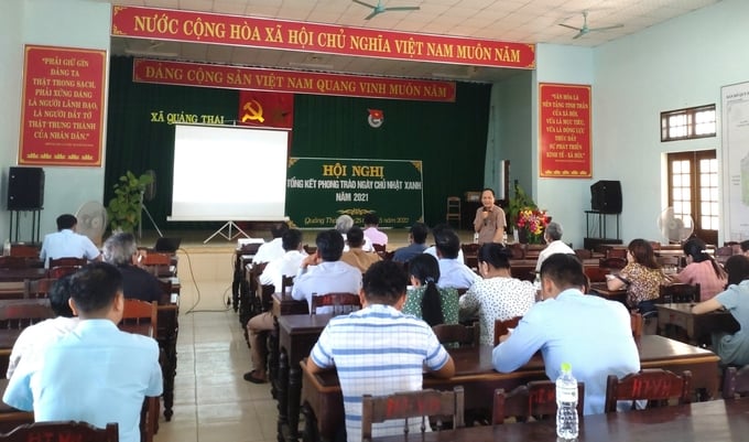 Một hoạt động của dự án triển khai tại cộng đồng dân cư xã Quảng Thái (huyện Quảng Điền), khu vực thường xuyên chịu ảnh hưởng của thiên tai. Ảnh: CĐ.