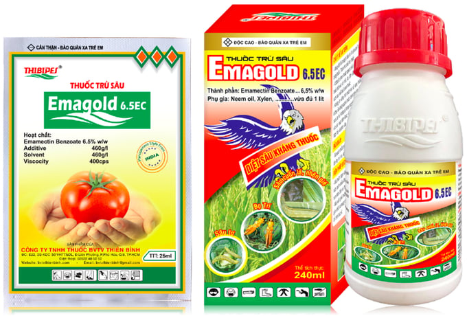 Emagold 6.5EC là thuốc trừ sâu có nguồn gốc sinh học thế hệ mới, với hàm lượng Emamectin Benzoate cao gấp 3 lần thông thường. Ảnh: Kim Ngọc.