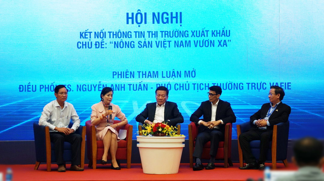 Hội nghị kết nối thông tin thị trường xuất khẩu với chủ đề 'Nông sản Việt Nam vươn xa' diễn ra tại TP.HCM ngày 26/5. Ảnh: Nguyễn Thủy.