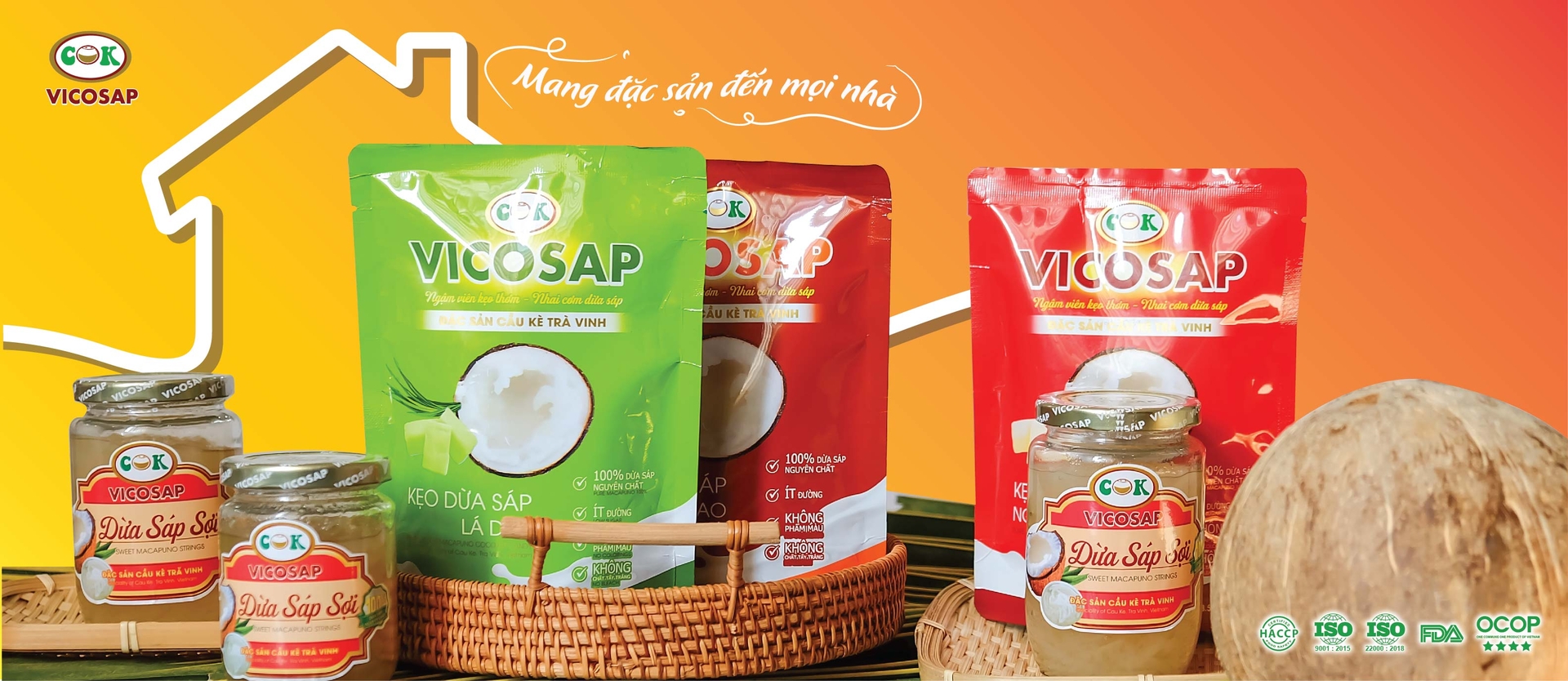 A variety of Vicosap products deeply processed from macapuno, including macapuno strings, are awarded OCOP certification.