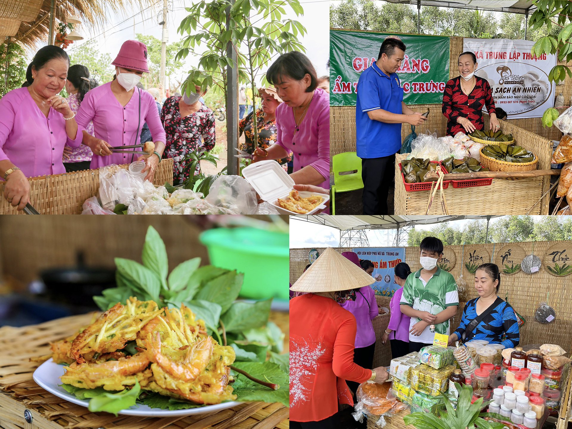 Các sản phẩm, trái cây, các món ăn đặc sản đặc trưng của huyện Củ Chi được giới thiệu đến du khách dịp này. Ảnh: Nguyễn Thủy.
