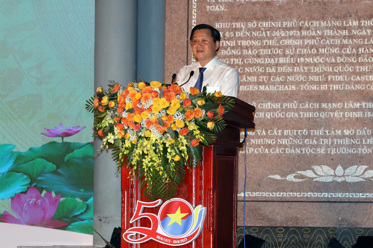 Phó Thủ tướng Lê Minh Khái phát biểu tại Lễ Kỷ niệm. Ảnh: BQT.