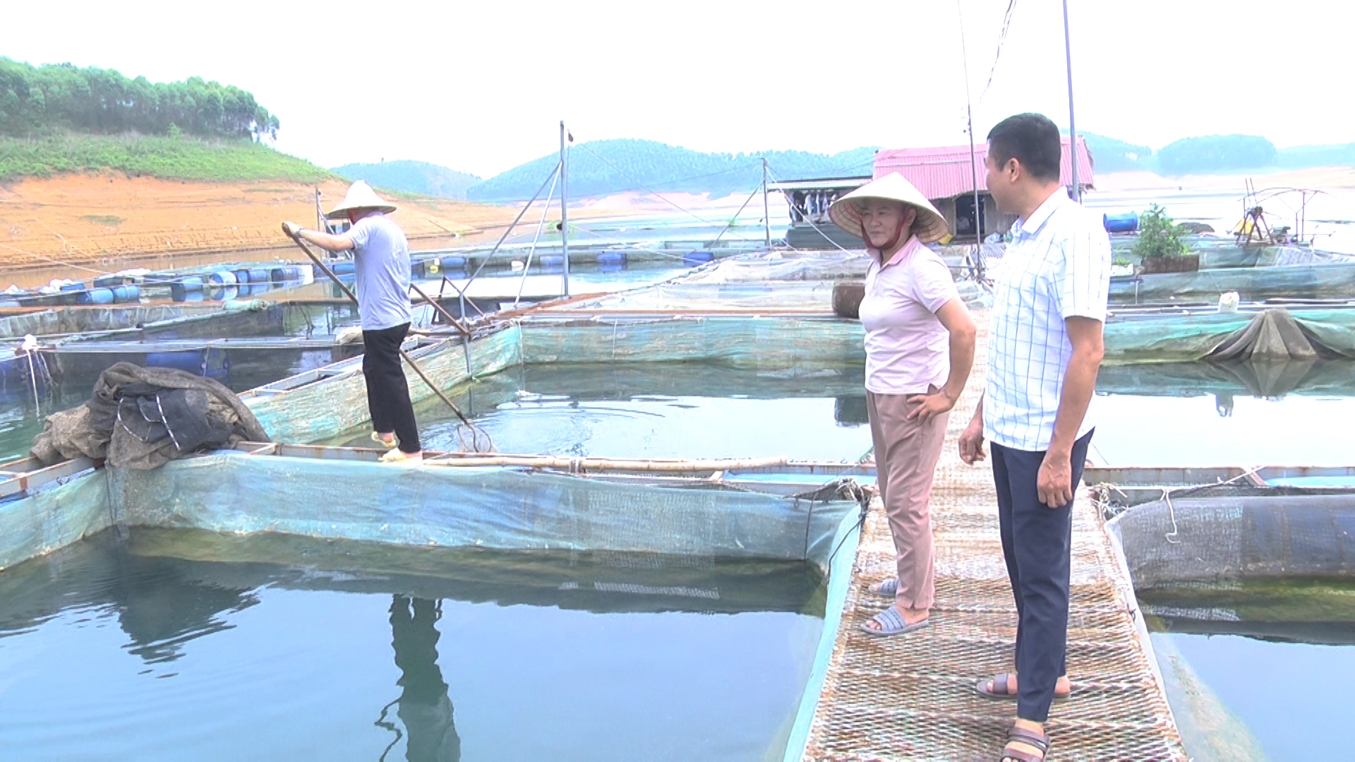 Người dân nuôi thủy sản trên hồ Thác Bà gặp nhiều khó khăn. Ảnh: Tuấn Anh.