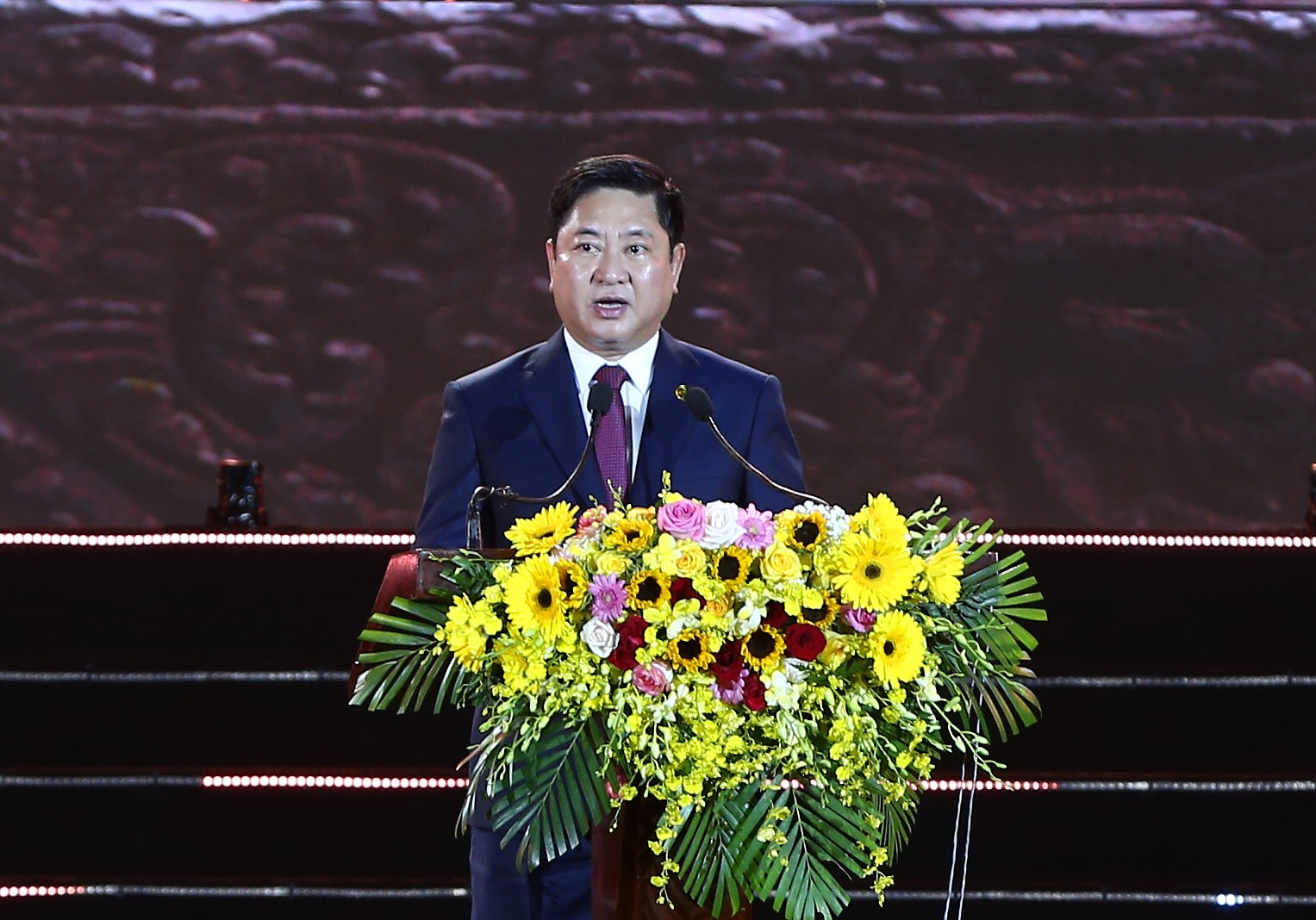 Ông Trần Quốc Nam, Phó Bí thư Tỉnh ủy, Chủ tịch UBND tỉnh Ninh Thuận phát biểu tại buổi lễ. Ảnh: M.H.