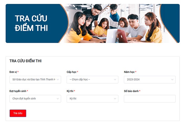 Trang tra cứu điểm thi vào lớp 10 tỉnh Thanh Hóa năm 2023