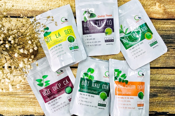 The packaging design of the vegetable powder products of Viet Nature Co., Ltd. is streamlined with only two colors.