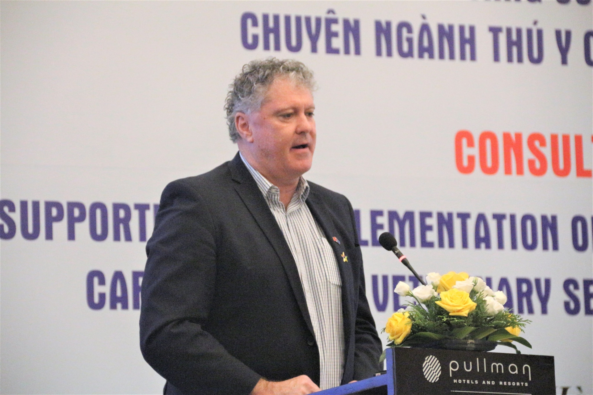 Ông Tony Harman, Tham tán Nông nghiệp Đại sứ quán Australia tại Việt Nam phát biểu tại Hội nghị tư vấn triển khai Đề án ngành Thú y. Ảnh: Phạm Hiếu. 