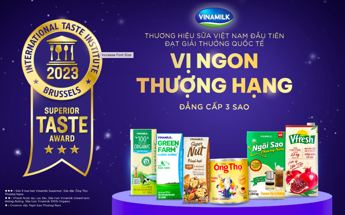 Vinamilk 'won big' at the Superior Taste Award with a series of products endorsed with stars by global experts.