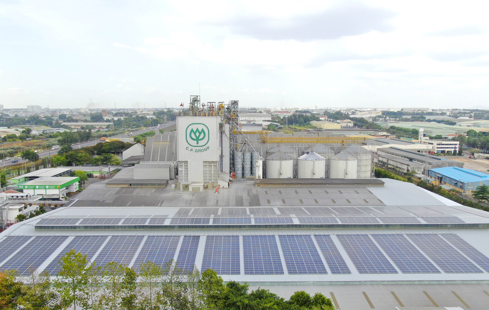 Solar panels installed on the roof of a factory in C.P. Vietnam. Photo: Thanh Son.