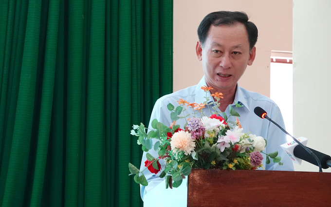 Ông Nguyễn Minh Cảnh, Phó Chủ tịch UBND tỉnh Bến Tre cho biết, Tỉnh ủy, UBND tỉnh đang đã dành nhiều quan tâm chỉ đạo nâng cao chất lượng sản phẩm cây giống của địa phương. Ảnh: Minh Đảm.