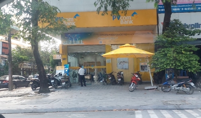 Phòng giao dịch phường Đông Thọ, ngân hàng PVcomBank chi nhánh Thanh Hóa, nơi Hà Duy Phương từng làm việc. Ảnh: Quốc Toản.
