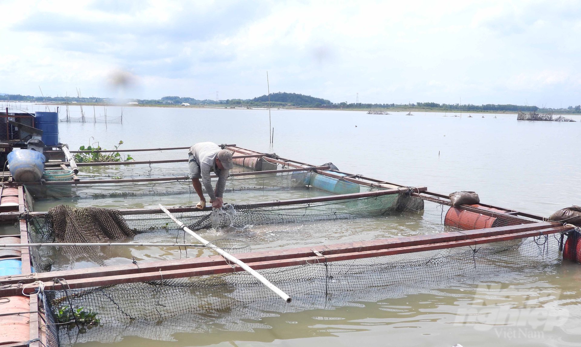 Nuôi cá lồng bè trên sông La Ngà tại Đồng Nai cho hiệu quả kinh tế cao. Ảnh: Trần Trung.