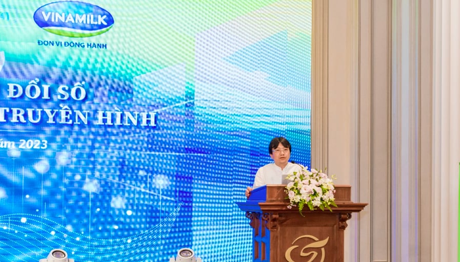 Ông Nguyễn Hà Yên - Phó Cục trưởng Cục Phát thanh, Truyền hình và Thông tin điện tử phát biểu tại hội thảo.