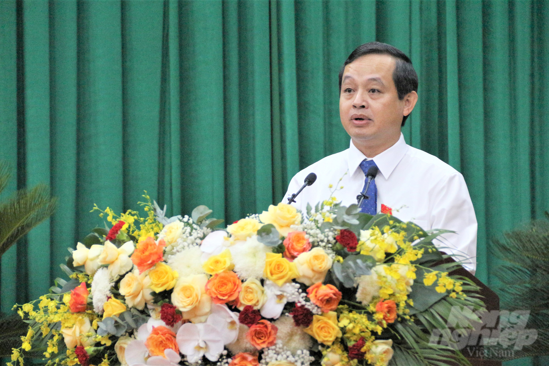 Chủ tịch HĐND tỉnh Thái Nguyên Phạm Hoàng Sơn phát biểu khai mạc kỳ họp. Ảnh: Phạm Hiếu.